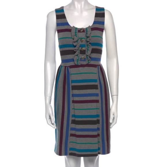 Marc By Marc Jacobs vintage Striped Fleece Ruffle Dress in size L - Picture 1 of 12